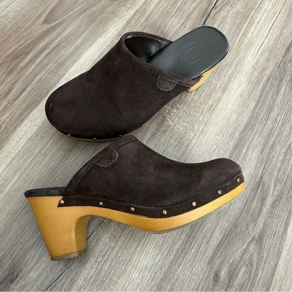 American Eagle Outfitters Brown Leather Clogs Women Size 6 - Picture 1 of 13